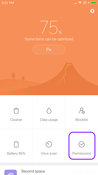 Autostart setting on Xiaomi (step 1)