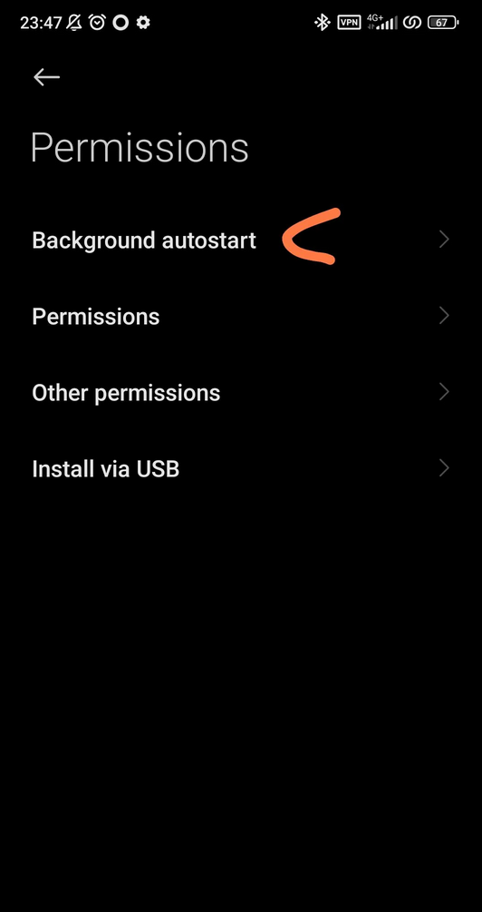 Autostart permission on Xiaomi